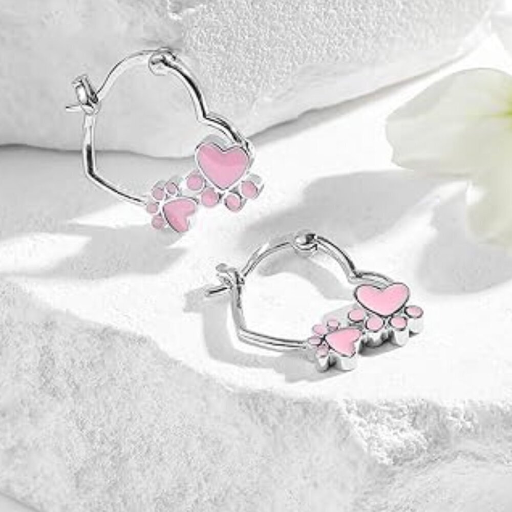 Heart and Paw Hoop Earrings